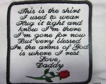 Rose Memory Pillow Patch for Shirt, Bear, Quilt, Pillow can be customized, sew on or iron on.This is the shirt...