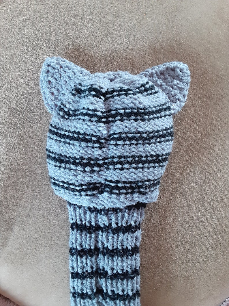 Hand Knit tabby house cat Golf Club Cover image 2