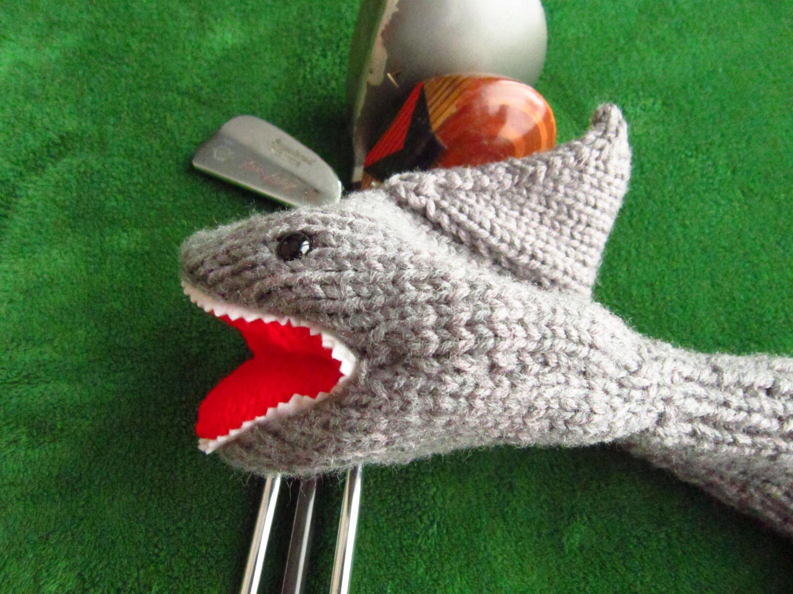 Hand Knit Shark Golf Club Cover Etsy