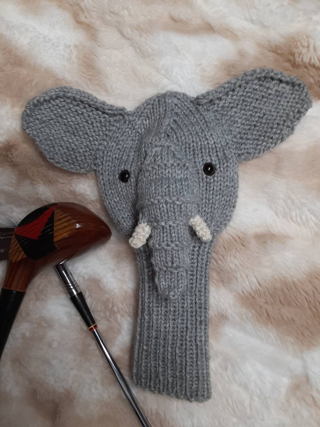 Hand Knit Elephant Golf Club Cover Etsy