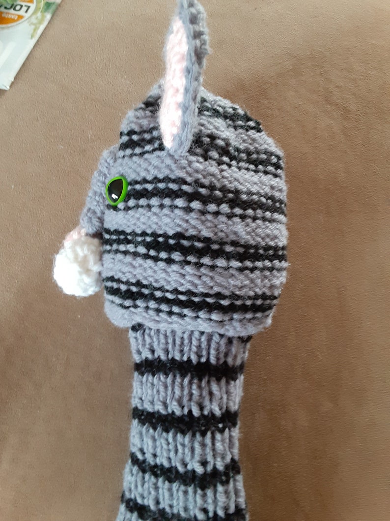 Hand Knit tabby house cat Golf Club Cover image 3