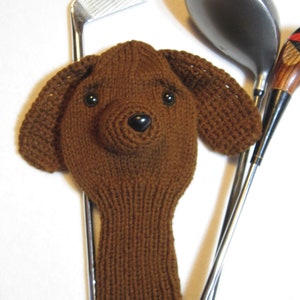 Hand Knit chocolate Labrador retriever  dog  Golf Club Cover