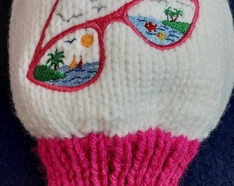 Hand Knit and Beach scene sunglasses embroidered Golf Club Cover
