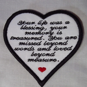 Memory Pillow Patch for Shirt, Bear, Quilt, Pillow can be customized, sew on or iron on. blessing verse