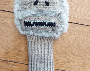 Hand Knit fuzzy sasquatch bigfoot Golf Club Cover