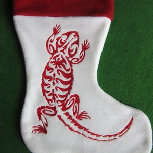 Custom embroidered Lizard Bearded dragon Pet Christmas stocking, can be personalized