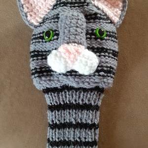 Hand Knit tabby house cat Golf Club Cover image 1