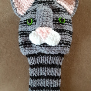 Hand Knit tabby house cat  Golf Club Cover