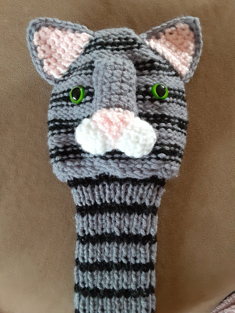 Hand Knit tabby house cat Golf Club Cover image 1