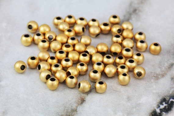 1mm Metal Seed Beads 25 x Brass Spacer Beads Round Rose Gold 4mm Hole
