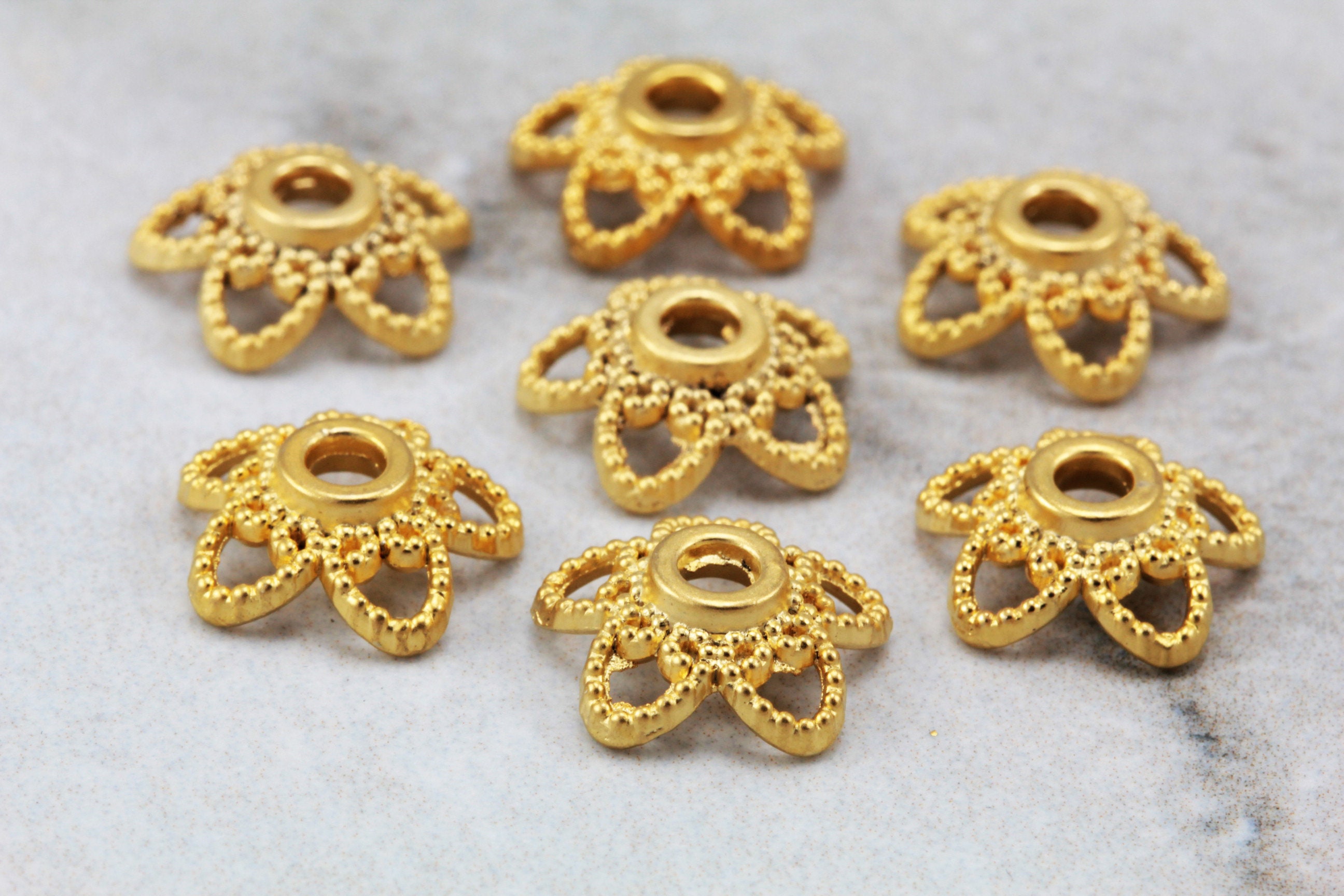 10 pcs Gold Bead Caps 11mm x 3mm Gold Bead Caps Matte Gold Etsy