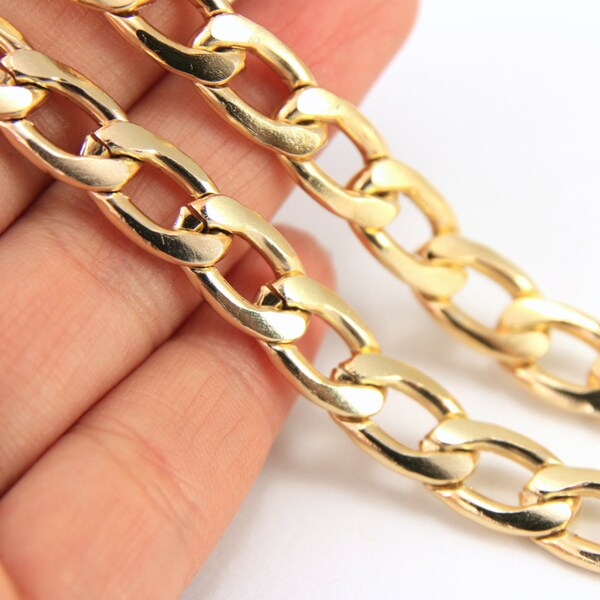 1 meter Gold Curb Chain, FREE NICKEL Aluminum Chain, Gold Tone Chain, Chain for Jewelry Making, Bulk Chain, Necklace Chain, Aluminum Chain