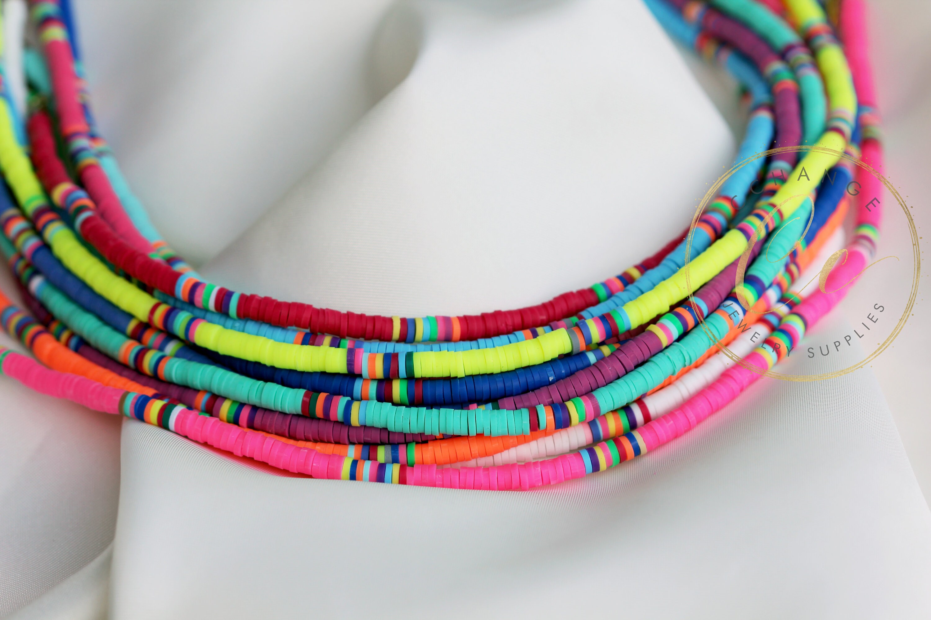 4mm Heishi Beads Necklace Surfer Necklace Colorful Bohemian Etsy