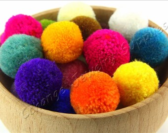 Pom Poms, 50 pcs Mix Color Yarn Pom Pom, 15mm Pom Pom Trim, Wholasele Pom Pom, Ball Pom Pom, Pom Pom Supplies, Earring Jewelry Pom Poms