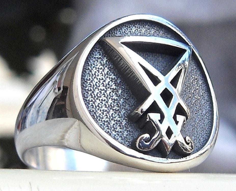 Sigillo di Lucifero Satana guarnizione anello 3D argento | Etsy