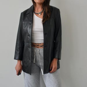 y2k danier leather jacket / vintage blazer style jacket / size S