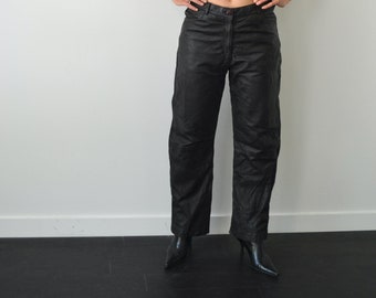 Pantalon En Cuir Marron Vintage - Marque Together - Taille 38 (60cm De Tour De Taille) - Occasion Très Bon État