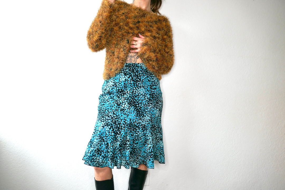 Y2K Floral Buckle Midi Skirt (L)
