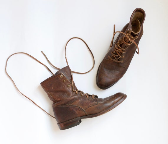 brown justin boots // vintage leather lace up boot