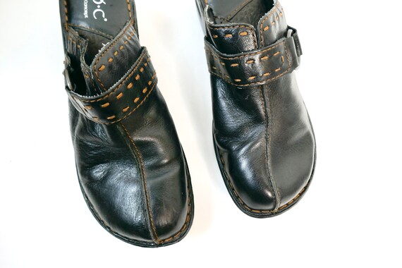 vintage y2k platform clogs // black leather wedge… - image 5