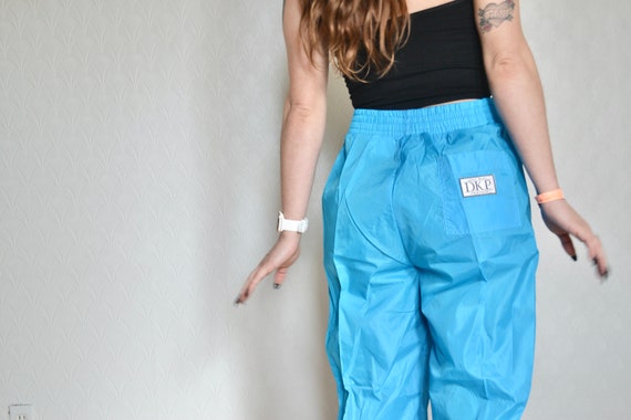 slush pants // vintage neon blue wind pants // high r… - Gem