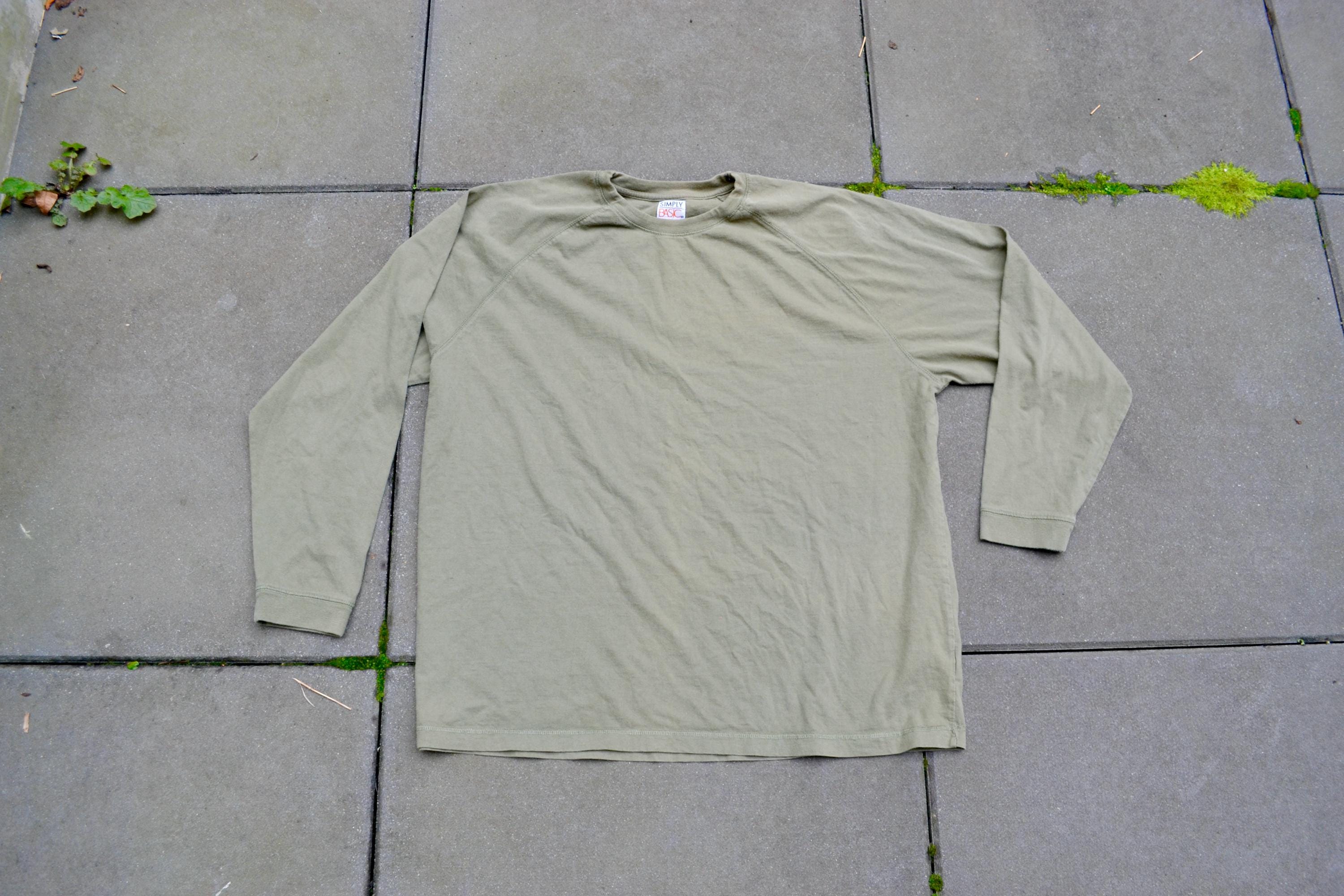 90s Neutral Green Longsleeve Blank // Vintage Army Raglan