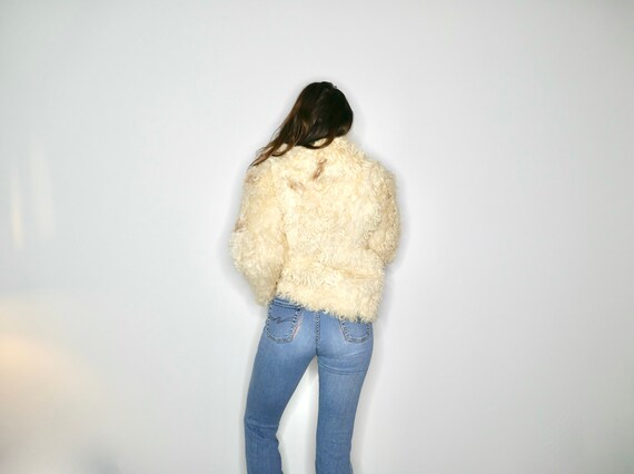 vintage 70s mongolian sheep fur jacket // short w… - image 4