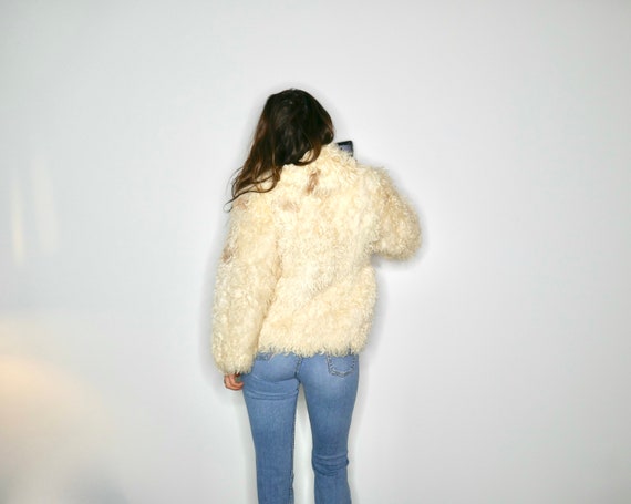 vintage 70s mongolian sheep fur jacket // short w… - image 7