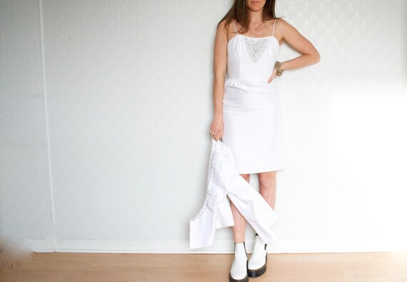 white bedazzled party set // vintage cocktail dres