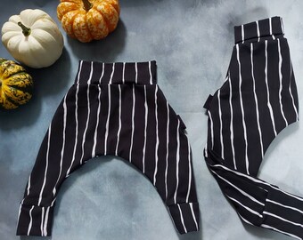 Harem pants for Halloween. Monochrome striped trousers. Jack harems.