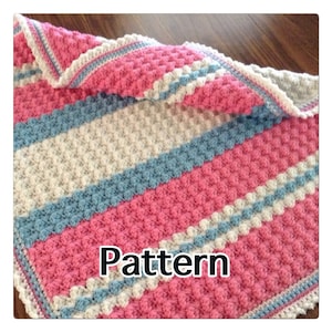 Pattern for Unique Textured Crochet Baby Blanket!  Sweet Shell Stitch Afghan  Beginner Pattern  Pink Turquoise
