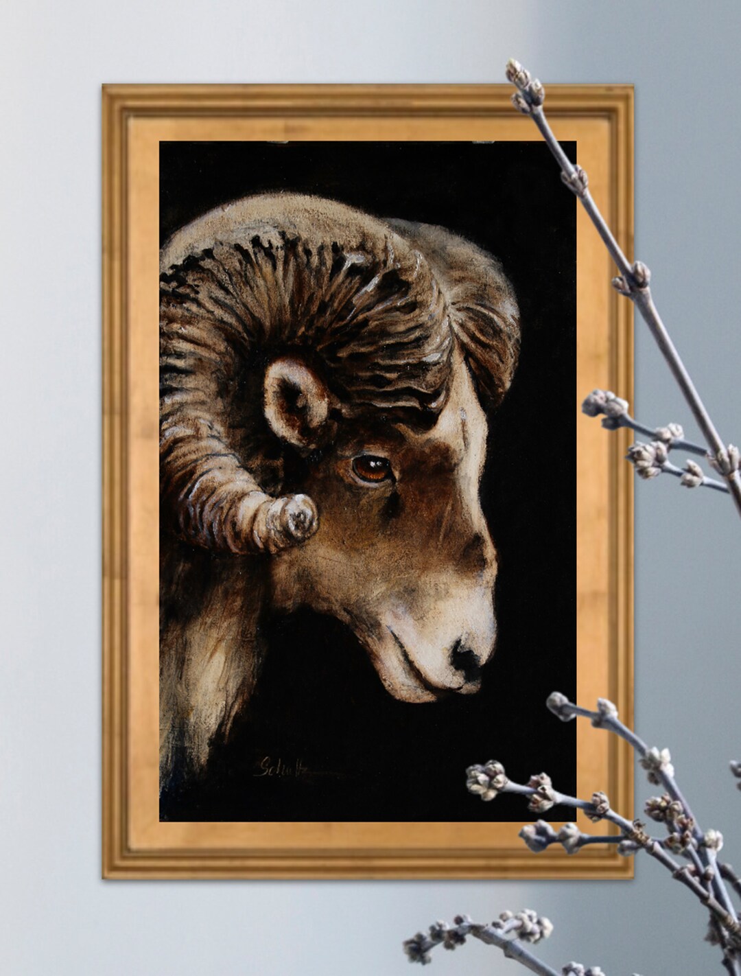 original-bighorn-sheep-ram-portrait-oil-painting-wildlife-artwork