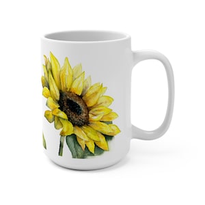 Sunflower Blossom Mug, Floral Coffee Cup, Bright Gift for Gardeners, Home Decor, Spring Celebration Mug