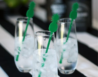 pineapple : swizzle sticks | drink stirrers | party decor [set of 6]