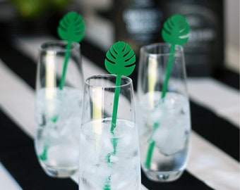 monstera leaf : swizzle sticks | drink stirrers | party decor [set of 6]