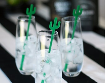 cactus : swizzle sticks | drink stirrers | party decor [set of 6]