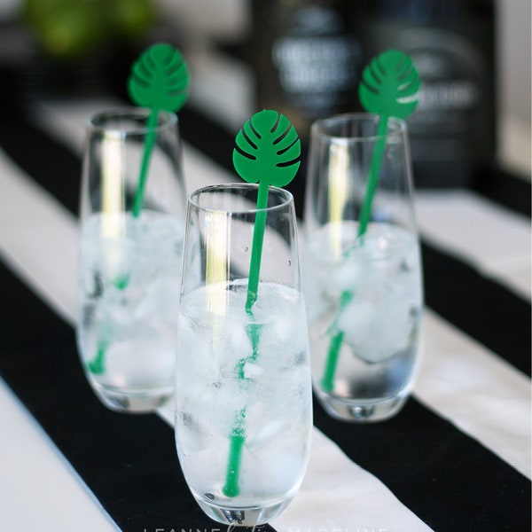 monstera leaf : swizzle sticks | drink stirrers | party decor [set of 6]