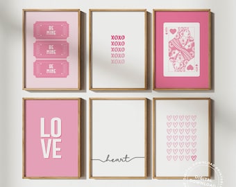 valentine’s day printables | pink valentine wall décor prints | set of 6 gallery wall art printables | digital art download