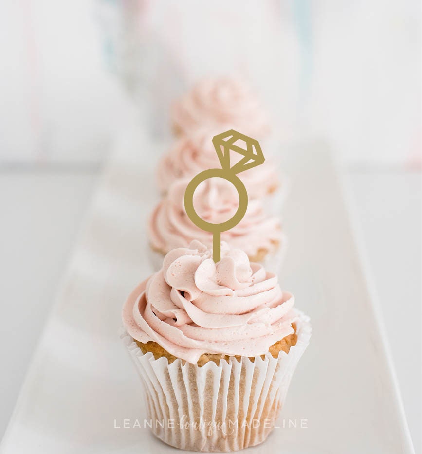 Diamond Ring Cupcake Toppers: Bridal Shower Decor, Set of 6 - Etsy, image size:867x933