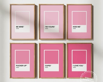 Valentinstag Ausdrucke | rosa Pantone Wanddekor Drucke | Set von 6 Galerie Wand Kunst Printables | Download digitale Kunst