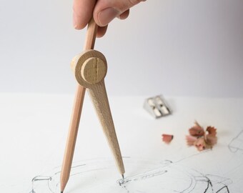 Drafting Compass - SET OF 3 - Drawing or Measuring Tool - Natural Wooden Primitive Modern Chic