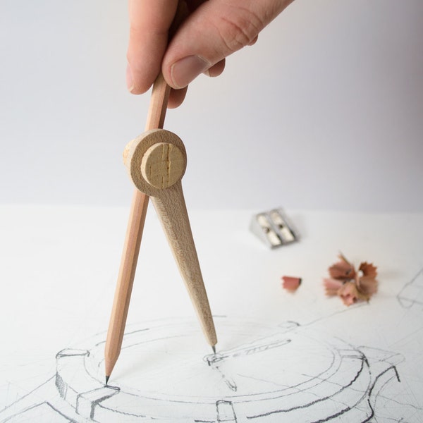 Drafting Compass - SET OF 3 - Drawing or Measuring Tool - Natural Wooden Primitive Modern Chic