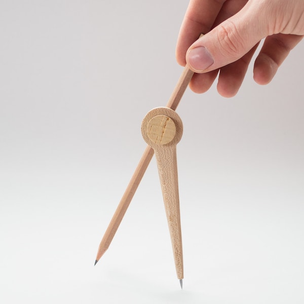 Houten opstelling kompas - cirkel tekening Tool - land, Cottage, rustieke potlood houder voor kantoor en School