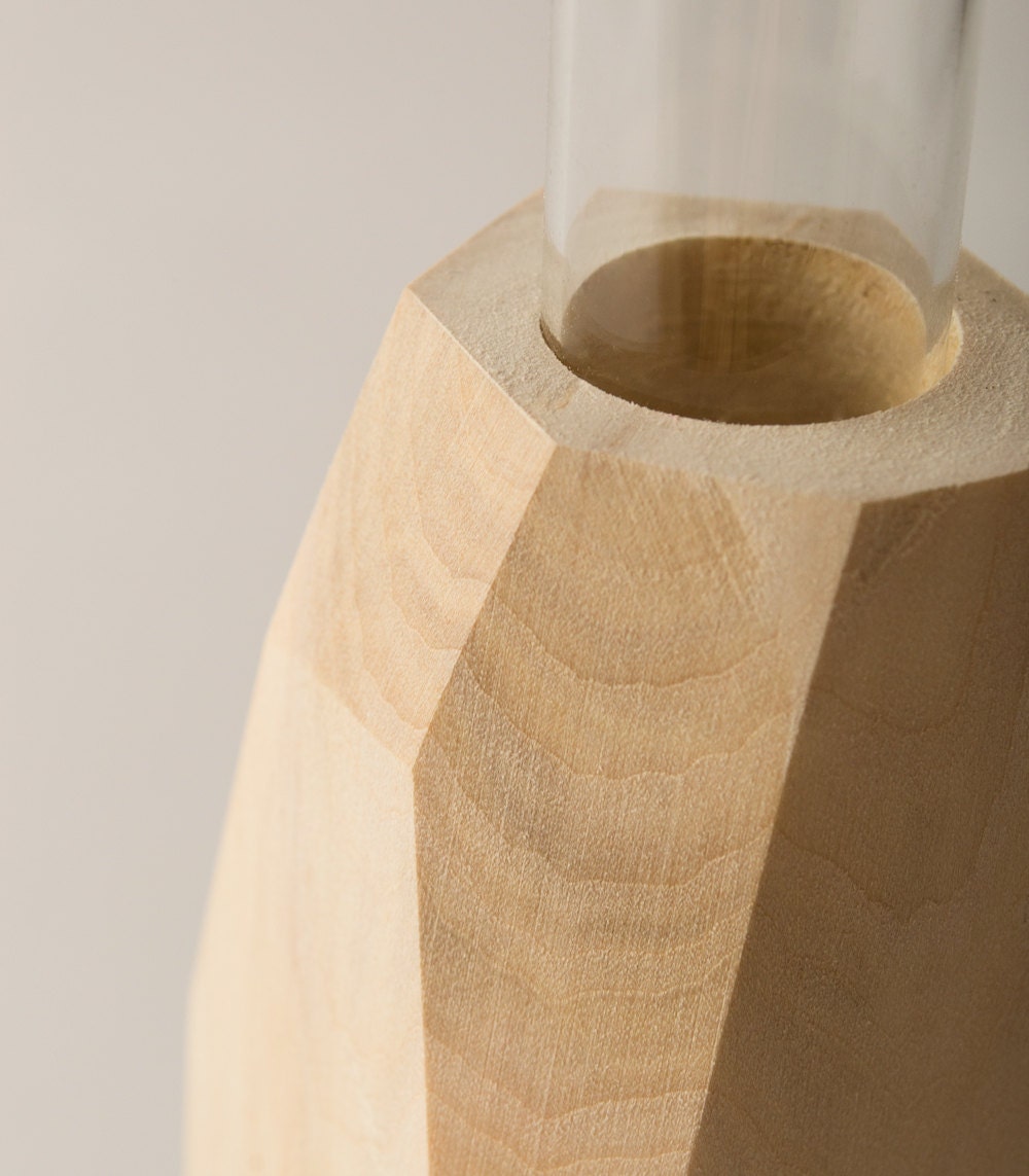 Fleur Vase - Décor Bois à Facettes Géométrique Ménagers Naturel Bio