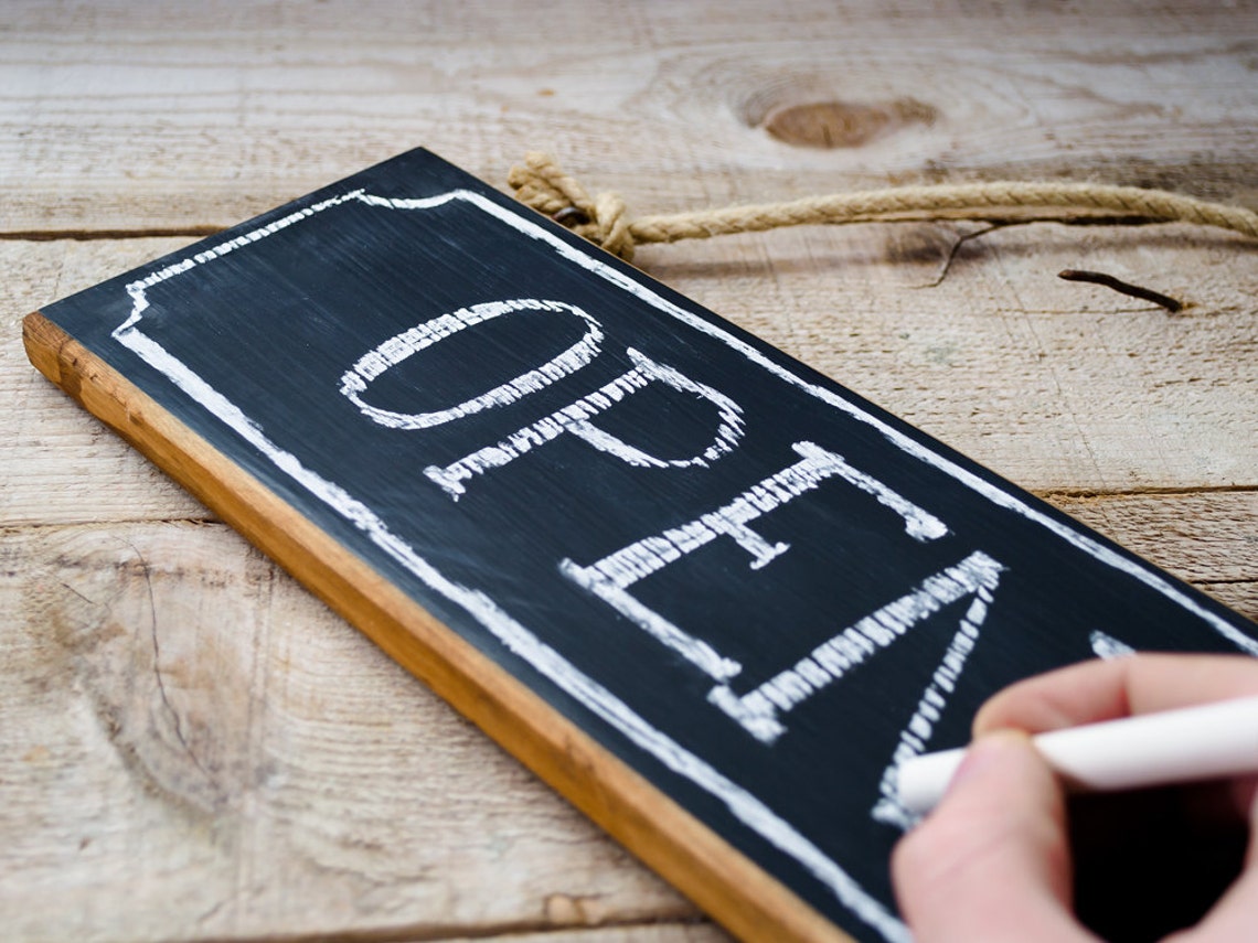 Hanging Chalkboard Sign Greeting Board Wood Rustic Modern Etsy