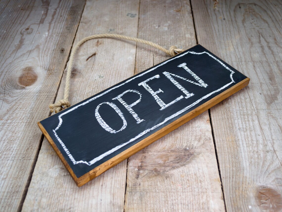 Hanging Chalkboard Sign Greeting Board Wood Rustic Modern Etsy