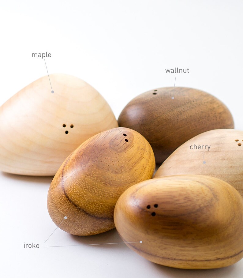 Modern Salt And Pepper Shakers Elegant Wooden Stones Design Gift Decor image 5