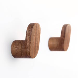 Walnut Wall Hooks - Modern Minimal Wooden Wall Decor - Hallway, Entryway, Bedroom, Bathrom, Kitchen Coat Hook