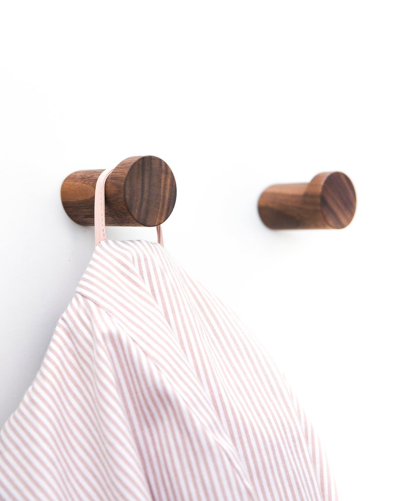 Wall Hook Simple Modern Wall Peg Solid Walnut Wood Etsy