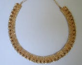 Metallic necklace, beaded choker, cube beads choker, gold tone choker, silver tone choker, chain choker, Egyptian style choker